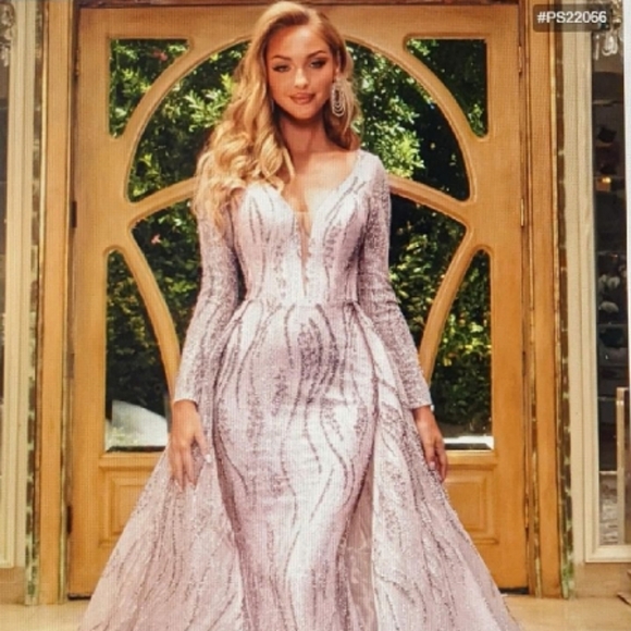 Gold Sequin Embellished Maxi Gown - Picture 2 of 16